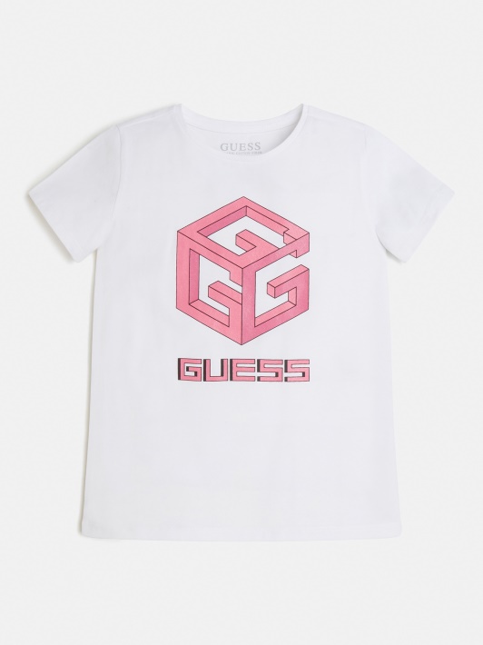 Tendencija Guess Balti Priekyje Logotipo Marškinėliai Nauji