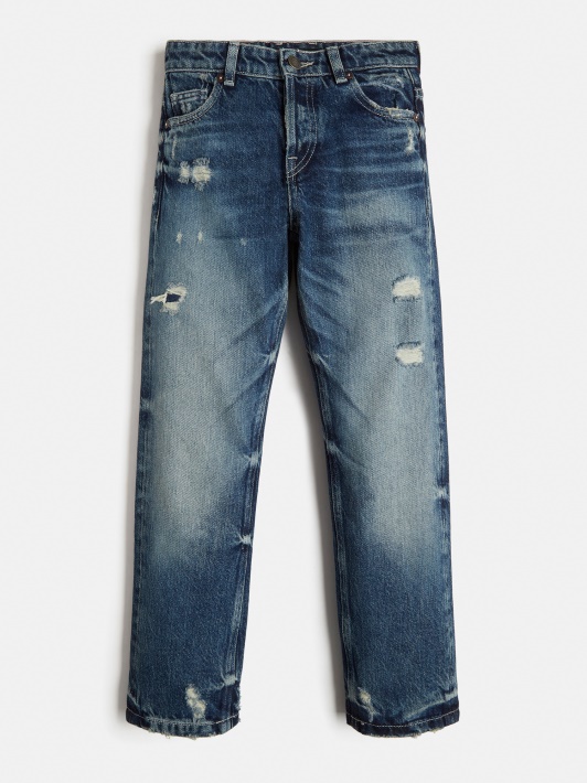 Oversize Fit Sunaikintas Džinsinis Kelnaitės Mėlynas Spėjimas