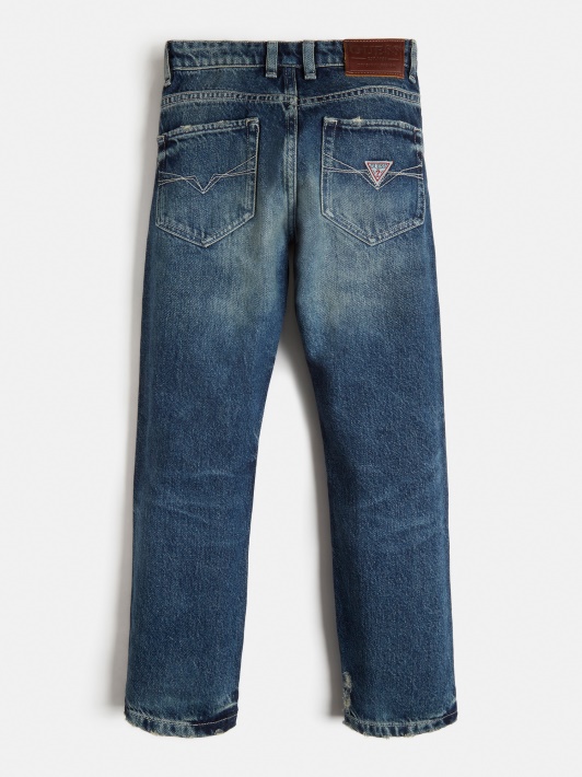 Oversize Fit Sunaikintas Džinsinis Kelnaitės Mėlynas Spėjimas