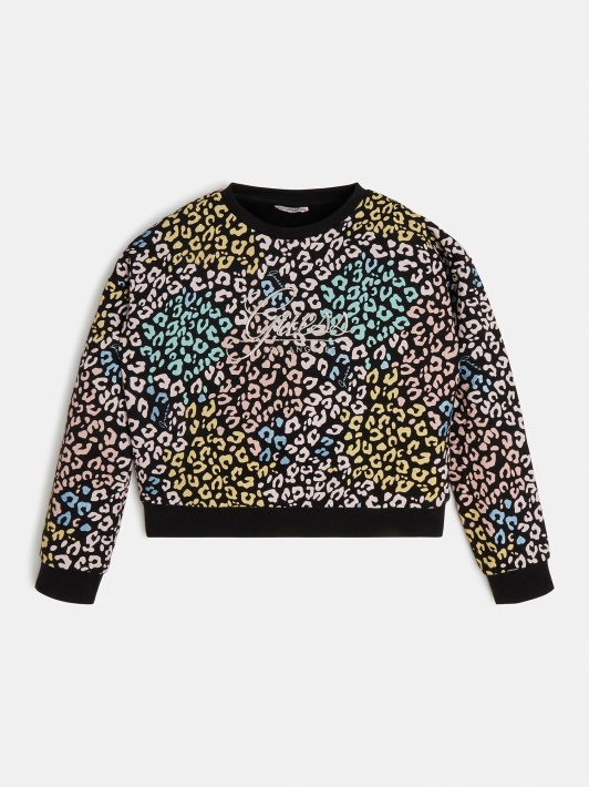 Juodas Multi Animalier Megztinis Spėjimas