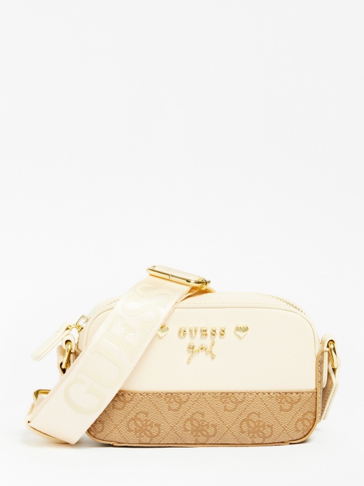 Guess Micole 4g ​​logotipas Crossbody Bag Baltas