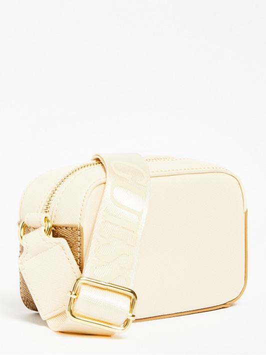 Guess Micole 4g ​​logotipas Crossbody Bag Baltas