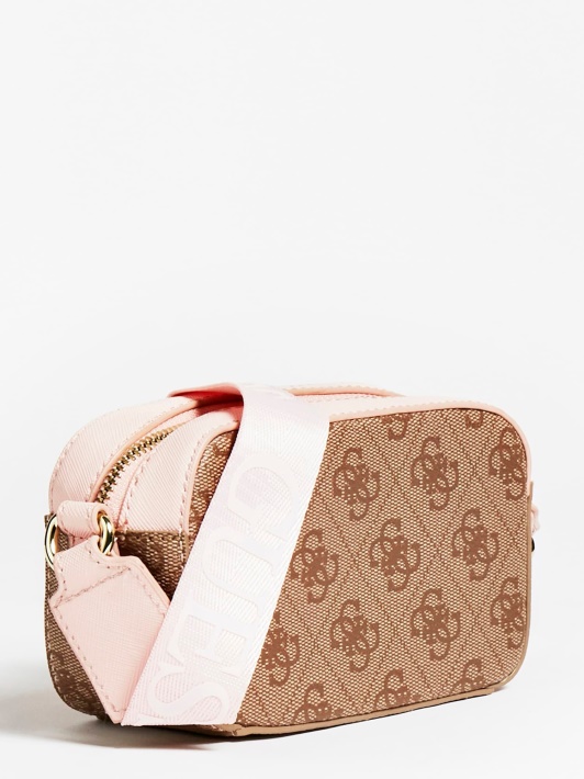 Rožinis Guess Micole 4g ​​logotipas Crossbody Krepšys