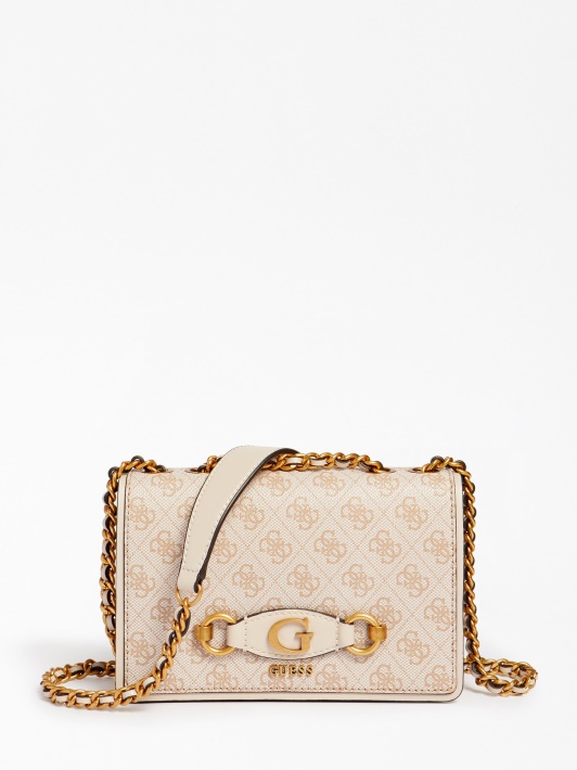 Kremas Guess Izzy 4g Logotipas Mini Crossbody Bag