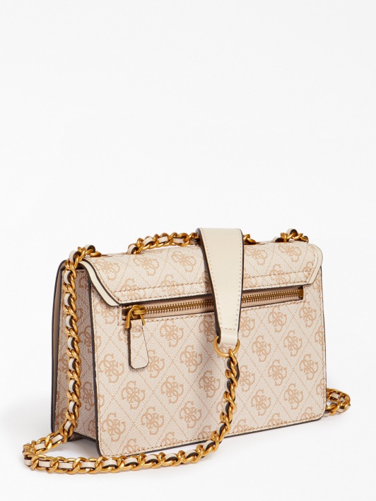 Kremas Guess Izzy 4g Logotipas Mini Crossbody Bag