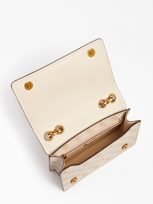Kremas Guess Izzy 4g Logotipas Mini Crossbody Bag