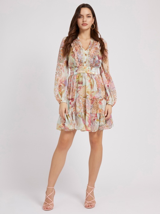 Floral Fantasy Guess Gėlėmis Marginta Suknelė