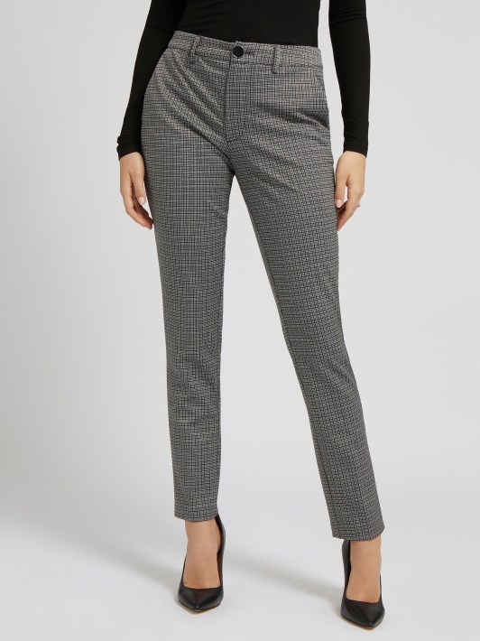 Atspėk Lurex Houndstooth Kelnės Pilkos Spalvos