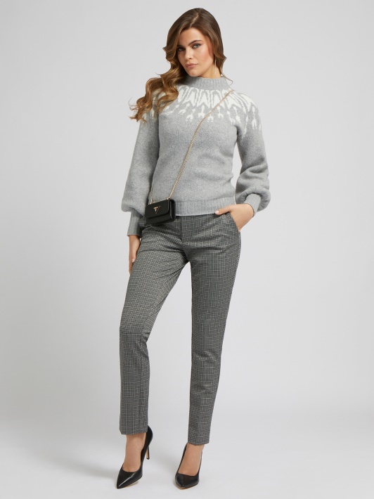 Atspėk Lurex Houndstooth Kelnės Pilkos Spalvos