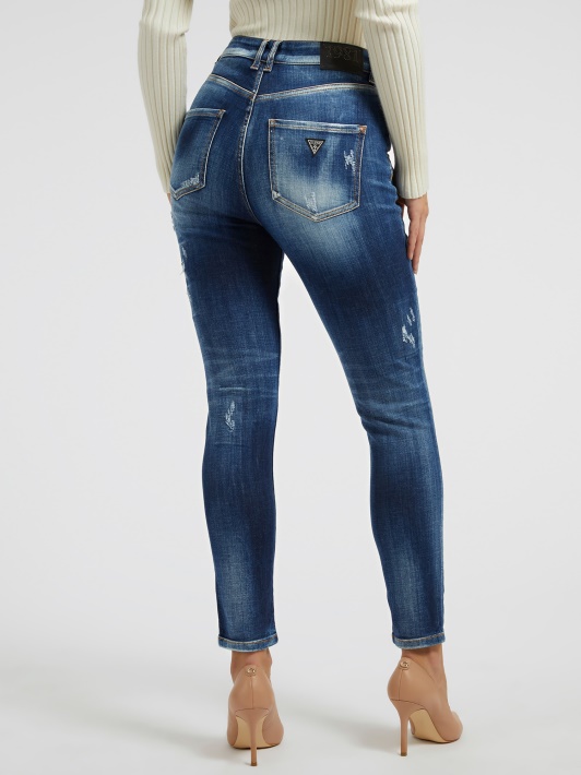 Atspėti Skinny Fit Džinsinio Kelnaitės Abrazijas Mėlyna