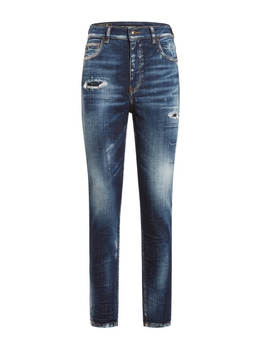 Atspėti Skinny Fit Džinsinio Kelnaitės Abrazijas Mėlyna