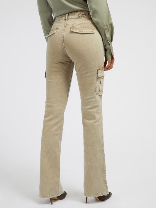 Gėlių Siuvinėjimas Cargo Pant Smėlio Spalvos Spėjimas
