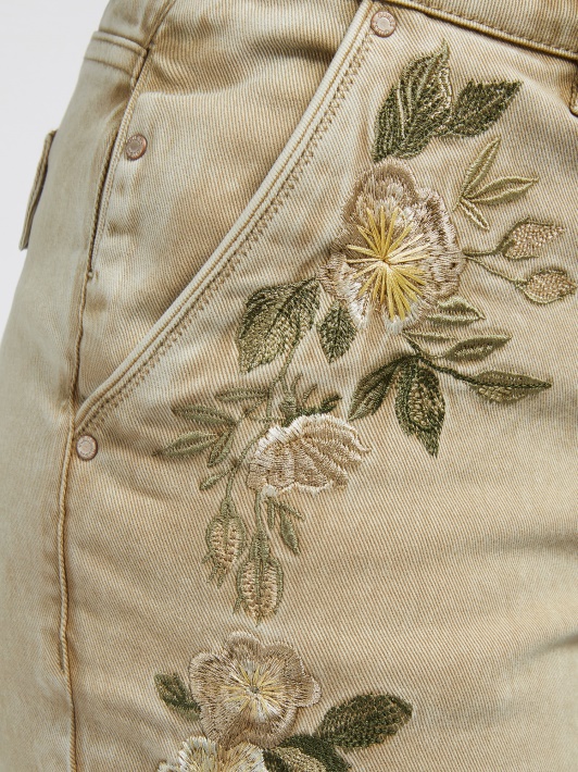 Gėlių Siuvinėjimas Cargo Pant Smėlio Spalvos Spėjimas