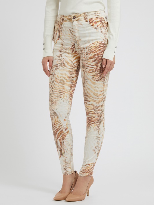 Kelių Smėlio Spalvos Atspėti Viso Rašto Skinny Fit Džinsinės Kelnės