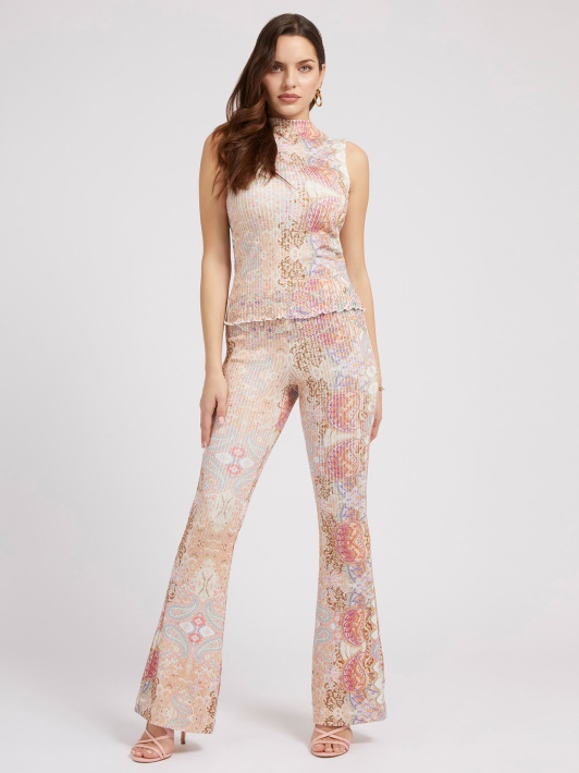 Atspėti Paisley Print Megztinis Kelnaitės Multi Rožinės Spalvos