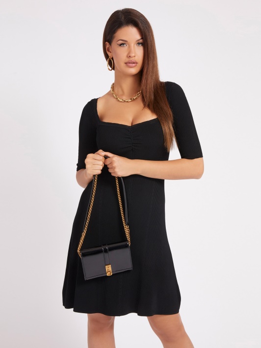 Juodas Virtualus Patentuotas Mini Crossbody Bag Spėjimas