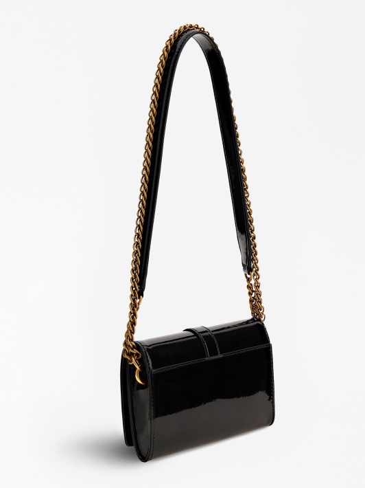 Juodas Virtualus Patentuotas Mini Crossbody Bag Spėjimas