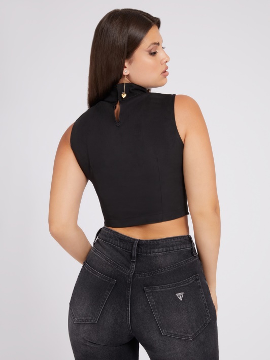 Juodos Dirbtinės Zomšos Crop Top Spėjimas