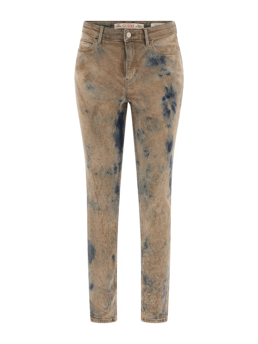 Mėlynos Atspėti Tie-dye Siauros Džinsinės Kelnės