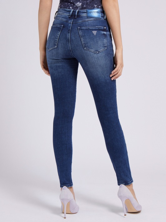 Atspėti, Skinny Fit Džinsinio Kelnaitės Blizgučiai Mėlyni