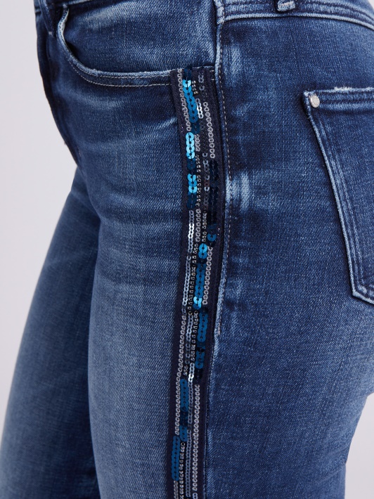 Atspėti, Skinny Fit Džinsinio Kelnaitės Blizgučiai Mėlyni