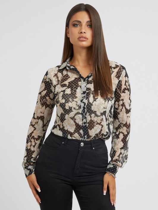 Floral Fantasy Per Print Marškinėliai Spėlioti