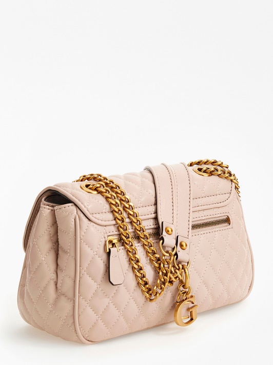 Atspėk Smėlio Spalvos „maila“ Dygsniuotą „crossbody“ Krepšį
