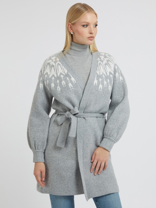 Pilkas Guess Fair Isle žakardo Megztinis