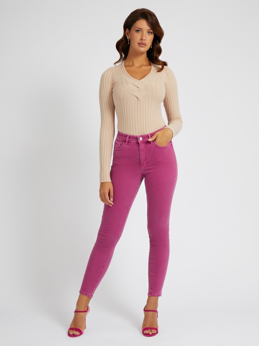 Purpurinės Skinny Fit Džinsinio Kelnaitės Spėjimas