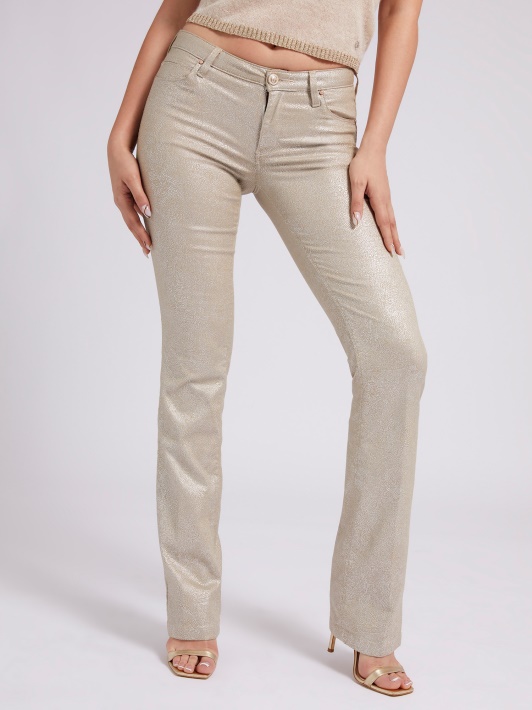 Animalier Print Bootcut Kelnaitės Smėlio Spalvos Spėjimas