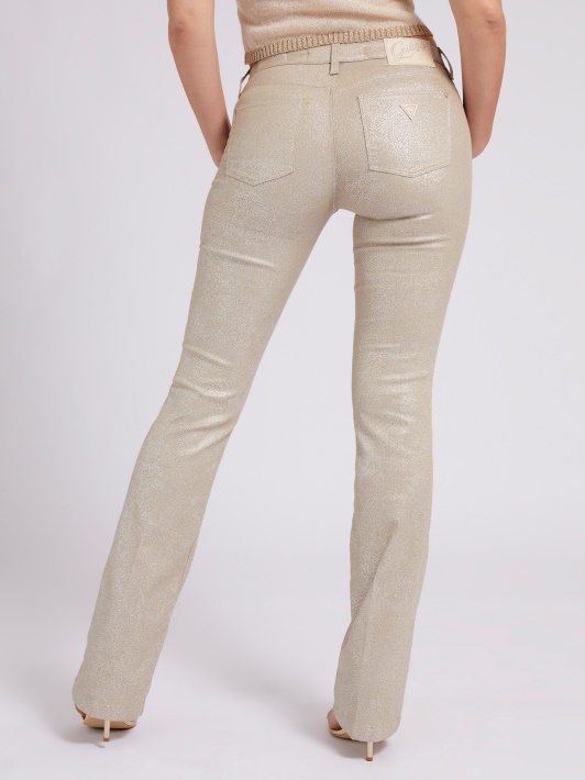Animalier Print Bootcut Kelnaitės Smėlio Spalvos Spėjimas