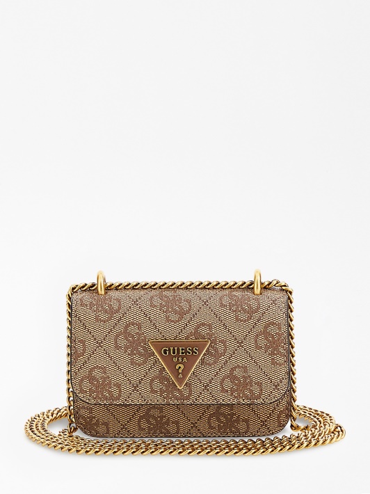 Guess Alexie 4g Logotipas Micro Crossbody Bag Smėlio Spalvos
