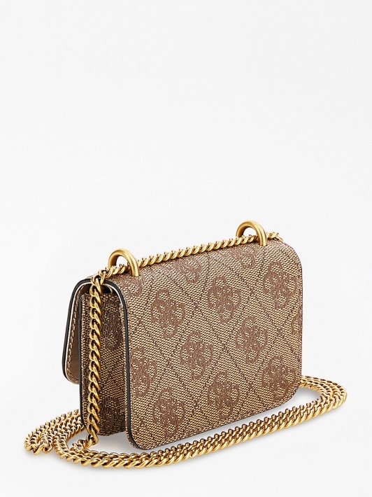 Guess Alexie 4g Logotipas Micro Crossbody Bag Smėlio Spalvos