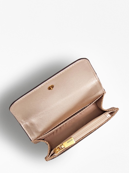 Guess Alexie 4g Logotipas Micro Crossbody Bag Smėlio Spalvos