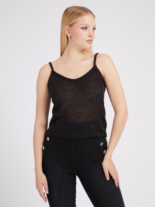 Lurex Verpalų Megztinis Top Guess Juodas