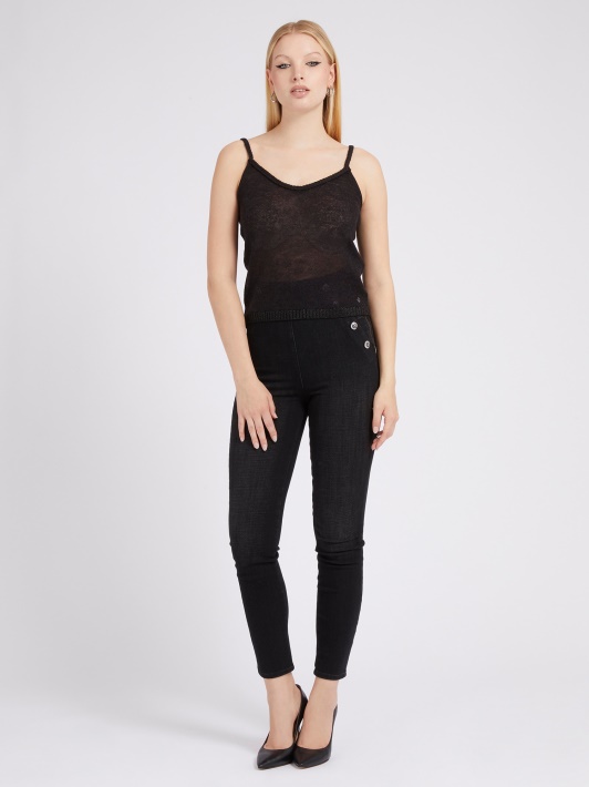 Lurex Verpalų Megztinis Top Guess Juodas
