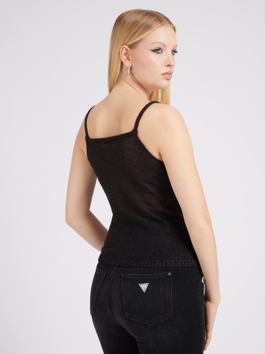 Lurex Verpalų Megztinis Top Guess Juodas