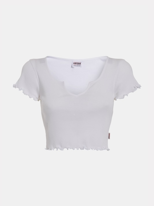 Rib Crop Top Baltas Spėjimas