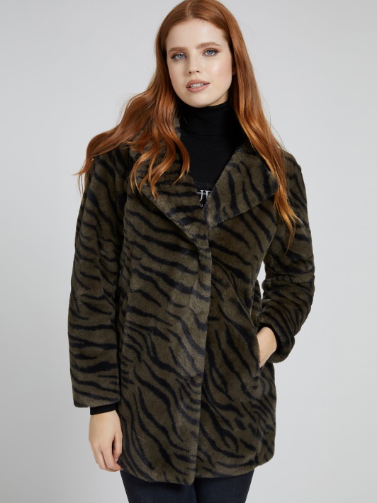 žalia Multi Guess Animalier Dirbtinio Kailio Striukė