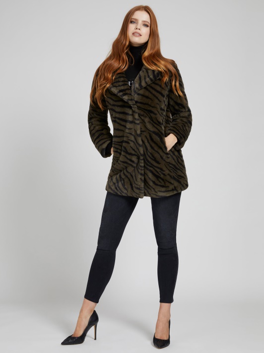 žalia Multi Guess Animalier Dirbtinio Kailio Striukė