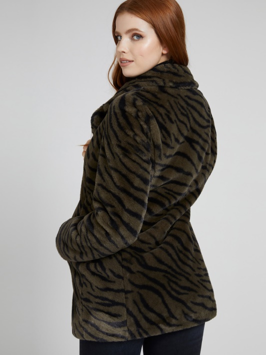 žalia Multi Guess Animalier Dirbtinio Kailio Striukė