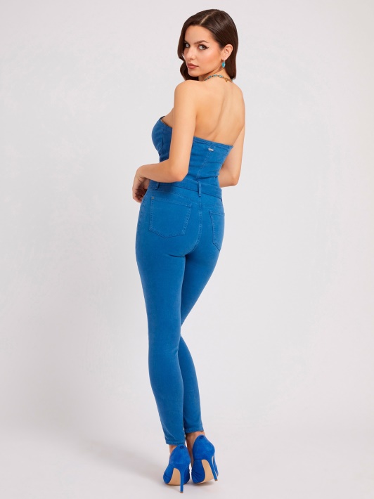 Skinny Fit Džinsinis Kombinezonas Mėlynas Spėjimas