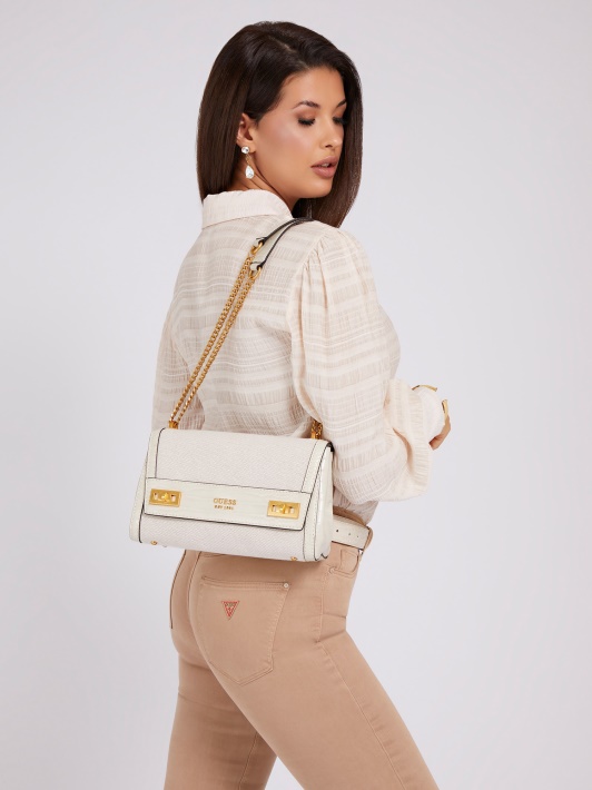 Baltas Katey Logotipo žavesys Crossbody Guess