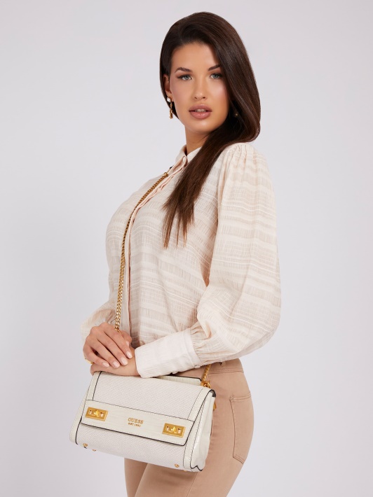 Baltas Katey Logotipo žavesys Crossbody Guess