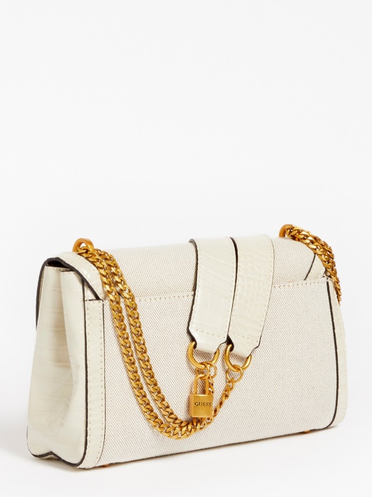 Baltas Katey Logotipo žavesys Crossbody Guess