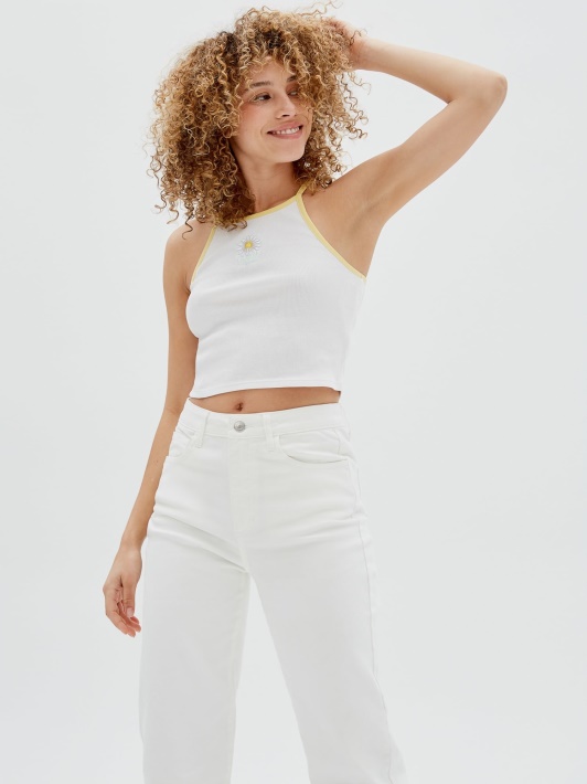 Baltas Spėjimas Priekinis Daisy Crop Bakas