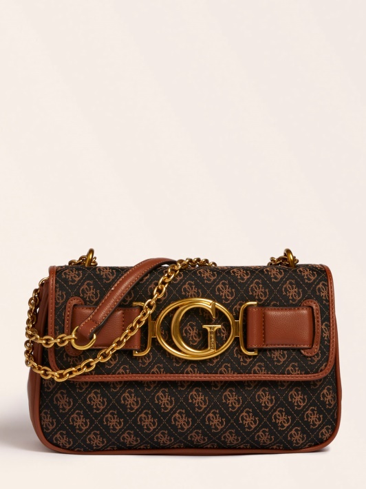Guess Aileen 4g Logotipas Crossbody Bag Tamsiai Rudas