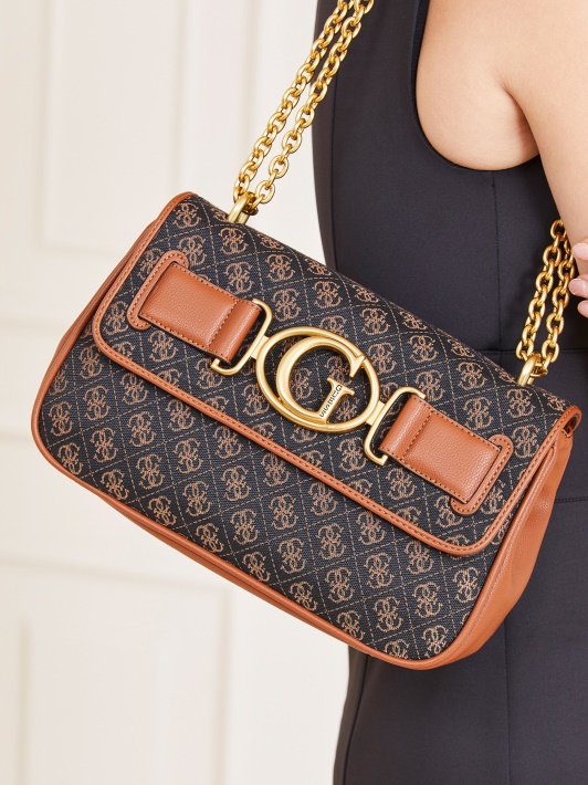 Guess Aileen 4g Logotipas Crossbody Bag Tamsiai Rudas