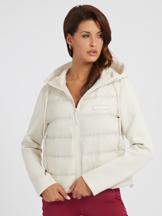 Atspėti Balto Crop Nailono Puffer