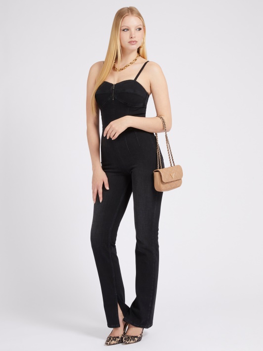 Juodas Guess Skinny Fit Džinsinis Kombinezonas